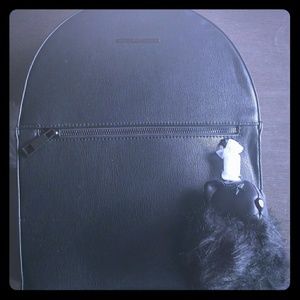 Aldo Black Leather Backpack with Teddy Bear